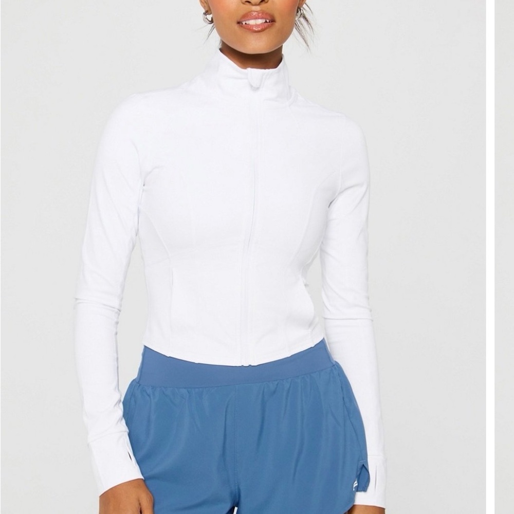 Fabletics White Perfect Storm Cropped Train Jacke… - image 1